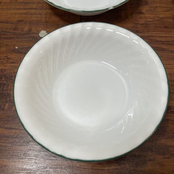 4 Corning Ware Corelle Callaway Ivy 7 1/4" Green Rim Swirl Cereal Soup Bowls - Picture 4 of 6